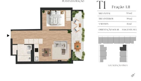 Apartamento T1 para Venda em Mafamude e Vilar do Paraíso