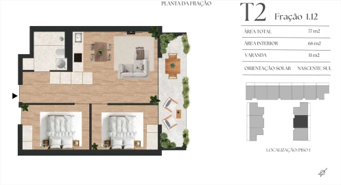 Apartamento T2 para Venda em Mafamude e Vilar do Paraíso