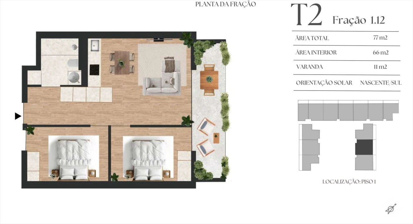 Apartamento T2 para Venda em Mafamude e Vilar do Paraíso Foto 1