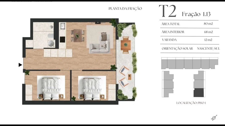 Apartamento T2 para Venda em Mafamude e Vilar do Paraíso