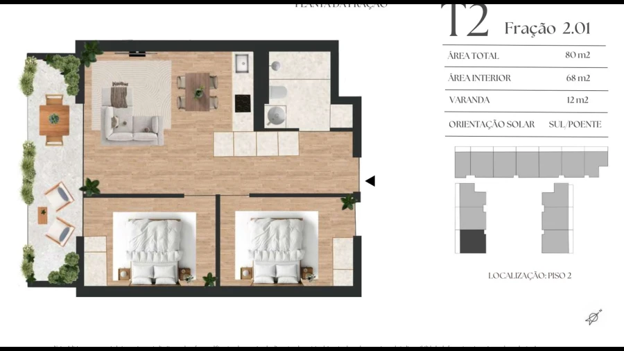 Apartamento T2 para Venda em Mafamude e Vilar do Paraíso