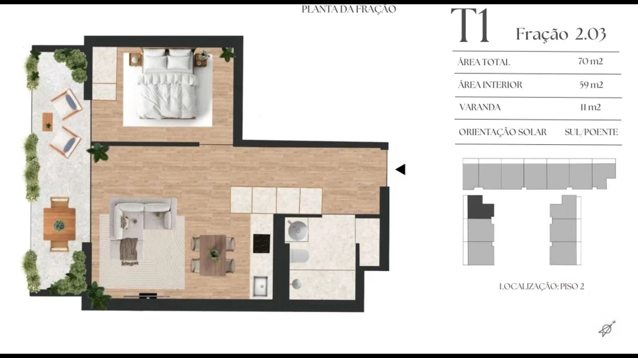 Apartamento T1 para Venda em Mafamude e Vilar do Paraíso