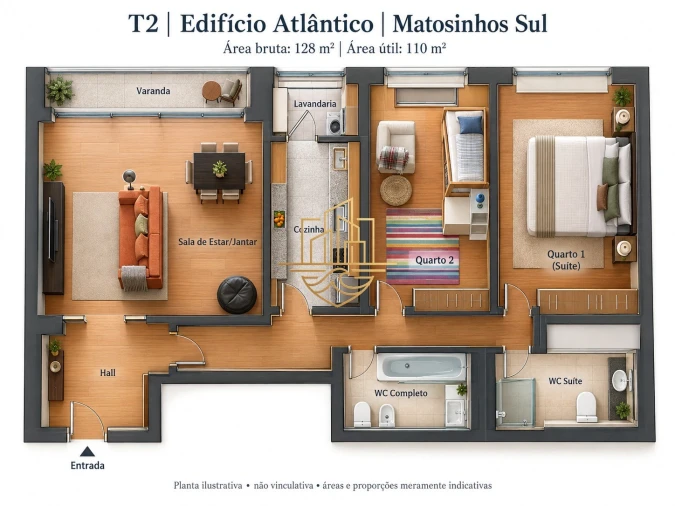Apartamento T2 para Arrendamento em Matosinhos e Leça da Palmeira Planta 1