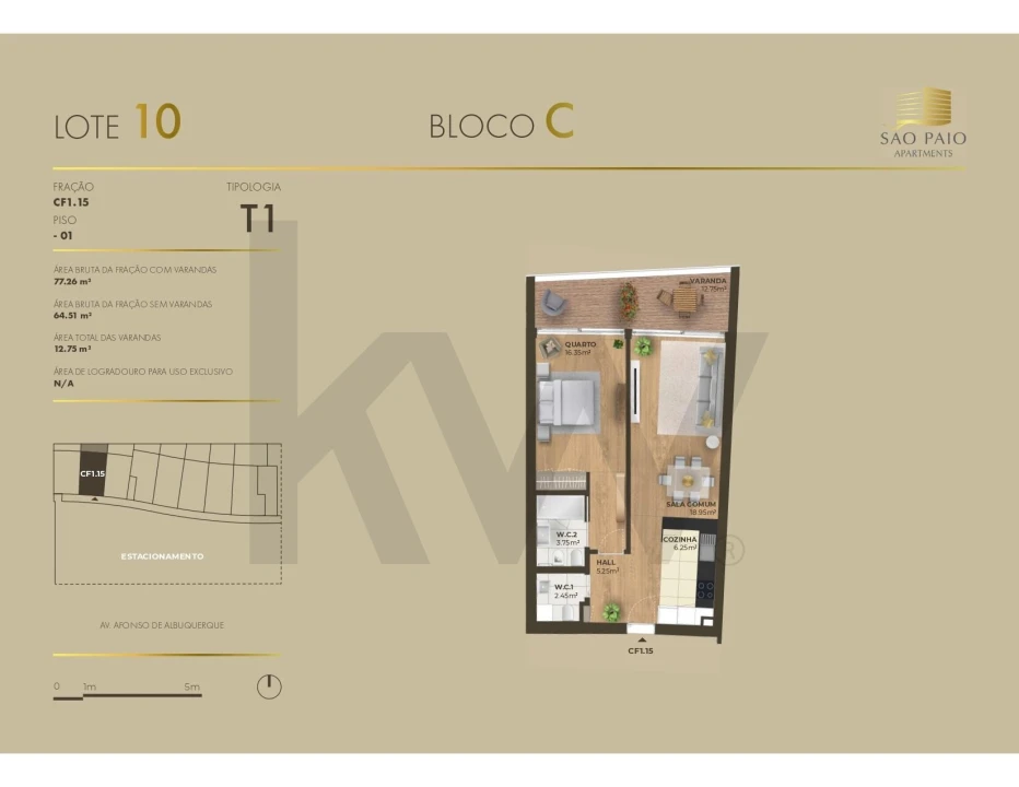 Apartamento T1 para Arrendamento em Canidelo Foto 24