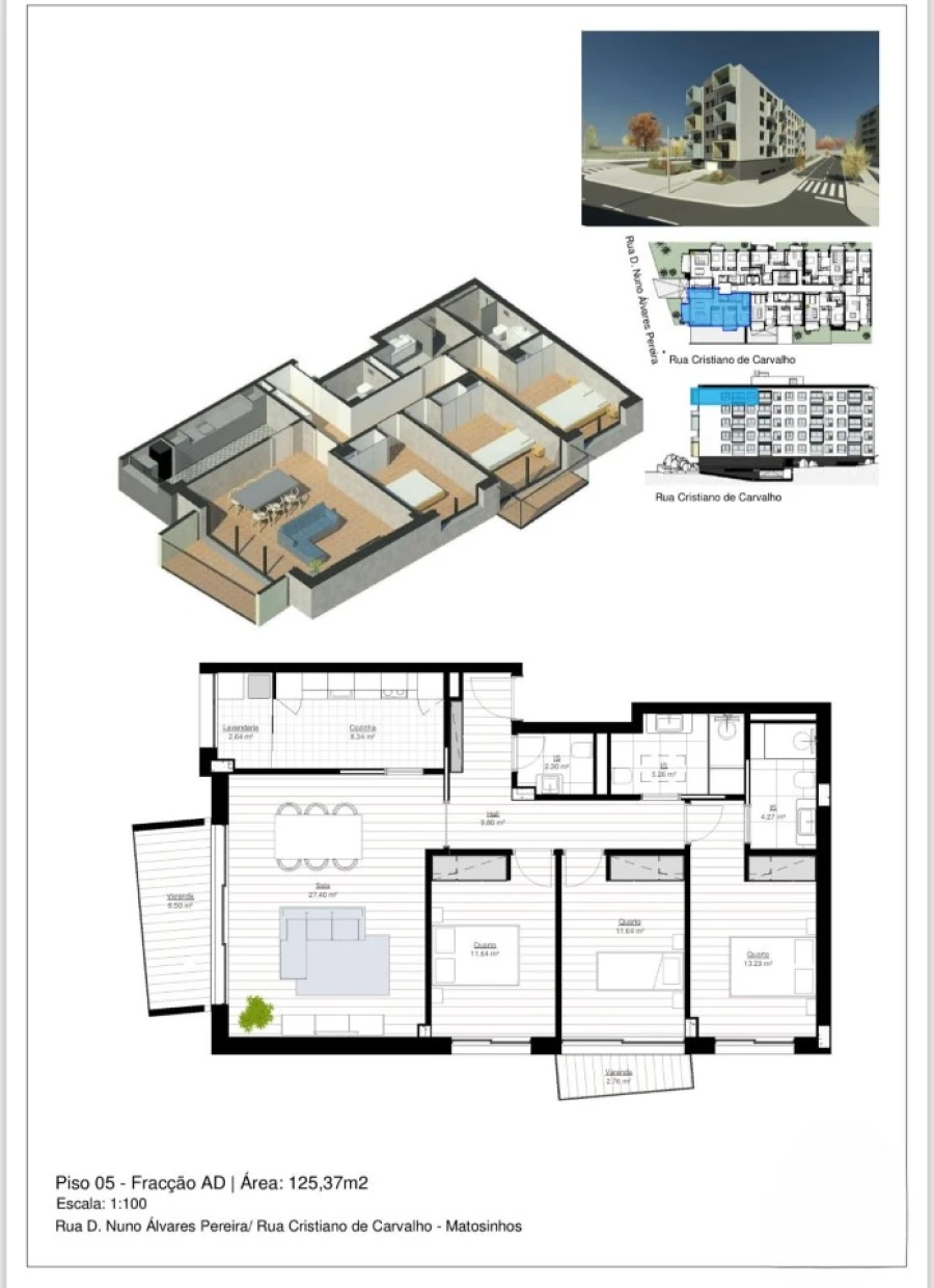 Apartamento T3 para Venda em Matosinhos e Leça da Palmeira Planta 1
