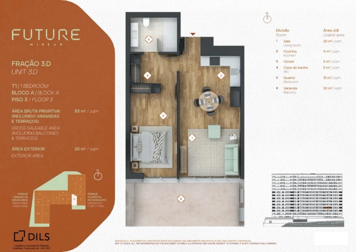 Apartamento T1 para Venda em Algés, Linda-A-Velha e Cruz Quebrada-Dafundo Planta 1