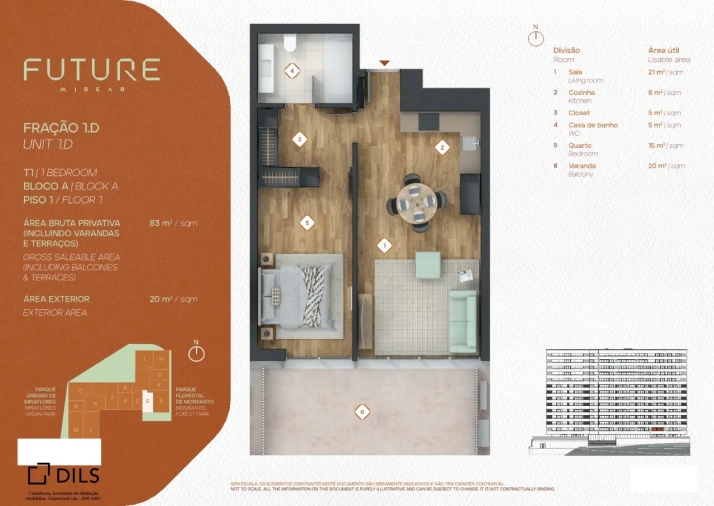 Apartamento T1 para Venda em Algés, Linda-A-Velha e Cruz Quebrada-Dafundo Planta 1