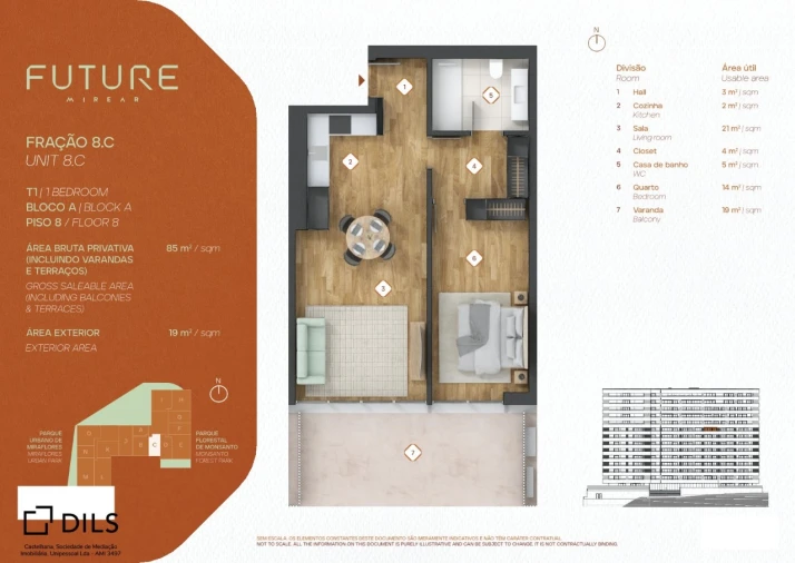 Apartamento T1 para Venda em Algés, Linda-A-Velha e Cruz Quebrada-Dafundo Planta 1