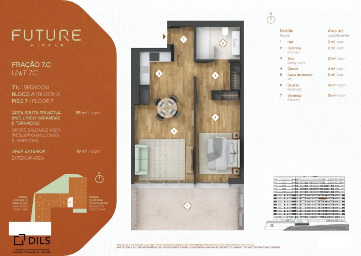 Apartamento T1 para Venda em Algés, Linda-A-Velha e Cruz Quebrada-Dafundo Planta 1