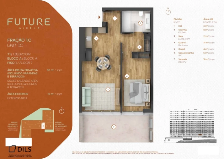 Apartamento T1 para Venda em Algés, Linda-A-Velha e Cruz Quebrada-Dafundo Planta 1