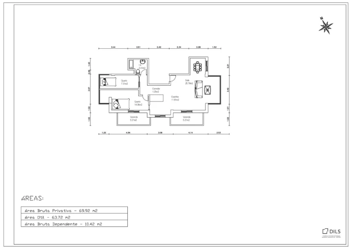 Apartamento T2 para Venda em Montenegro Planta 1