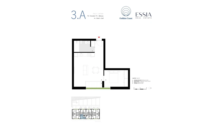 Apartamento T1 para Venda em Matosinhos e Leça da Palmeira Planta 1