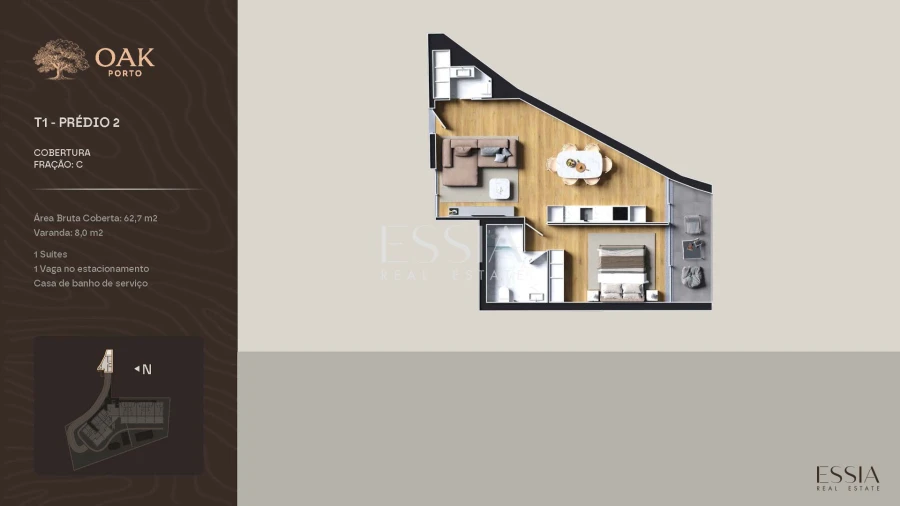 Apartamento T1 para Venda em Cedofeita, Santo Ildefonso, Sé, Miragaia, São Nicolau e Vitória Planta 1