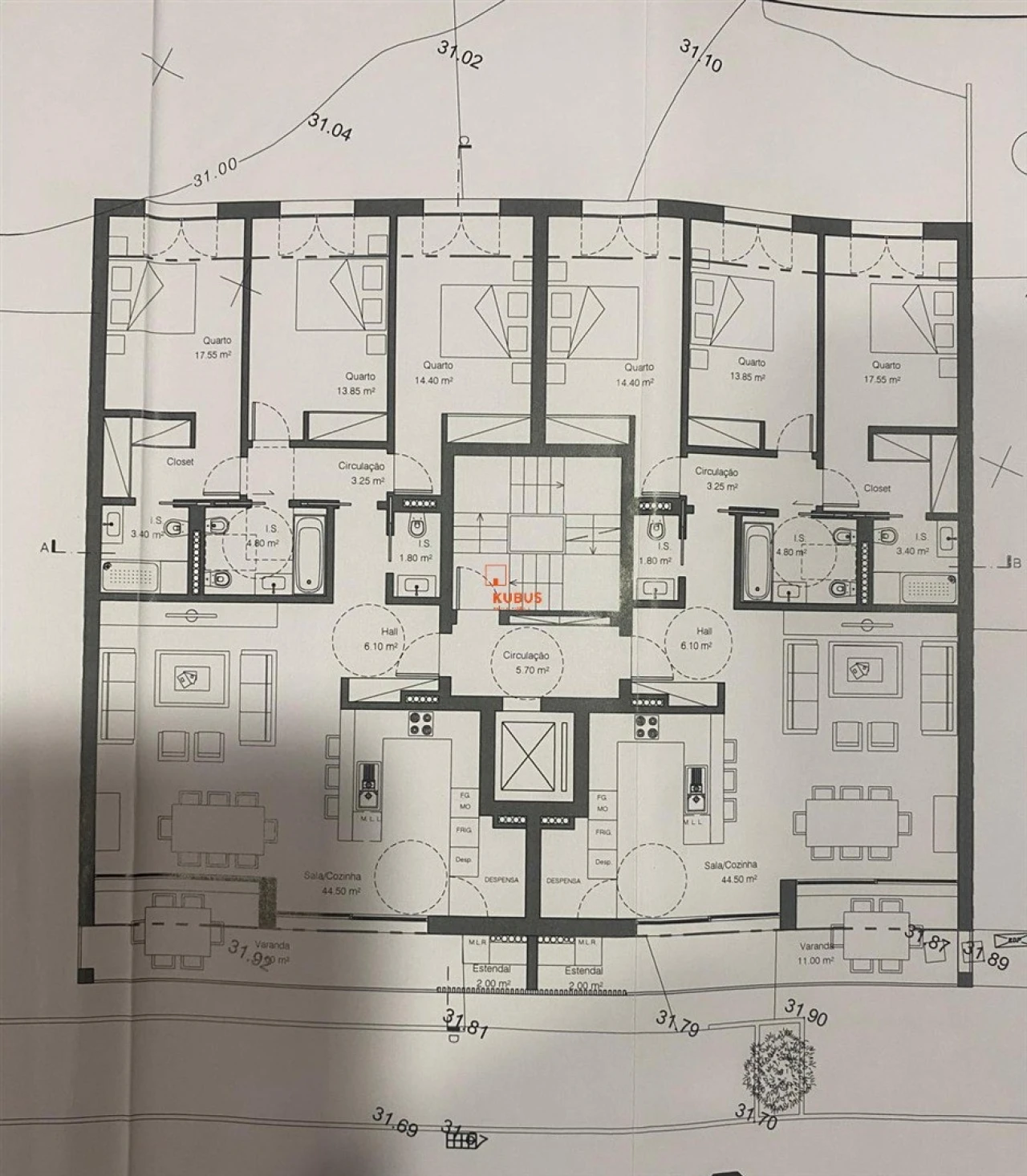 Apartamento T3 para Venda em São João Baptista Planta 2