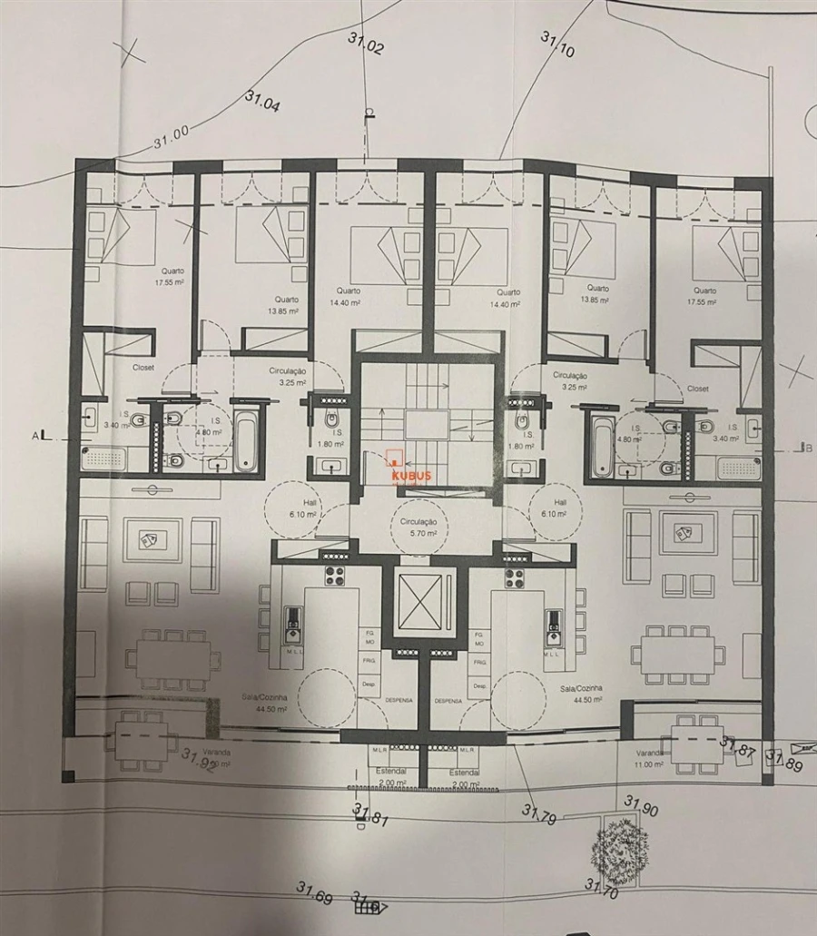 Apartamento T3 para Venda em São João Baptista Planta 2