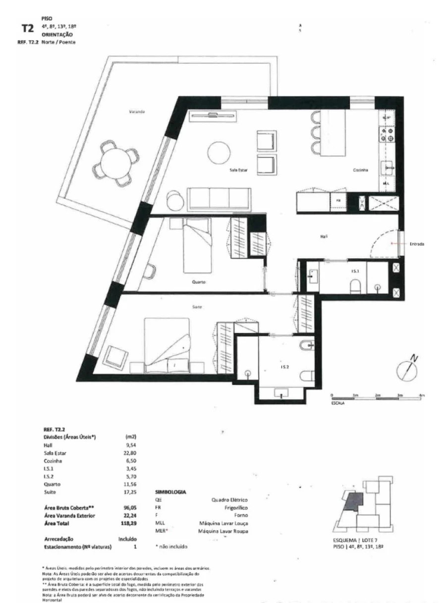 Apartamento T2 para Venda em Matosinhos e Leça da Palmeira Planta 1