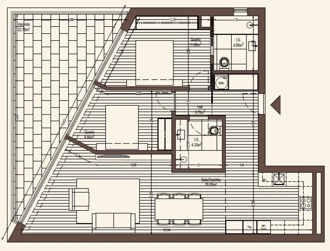Apartamento T2 para Venda em Canelas Planta 1