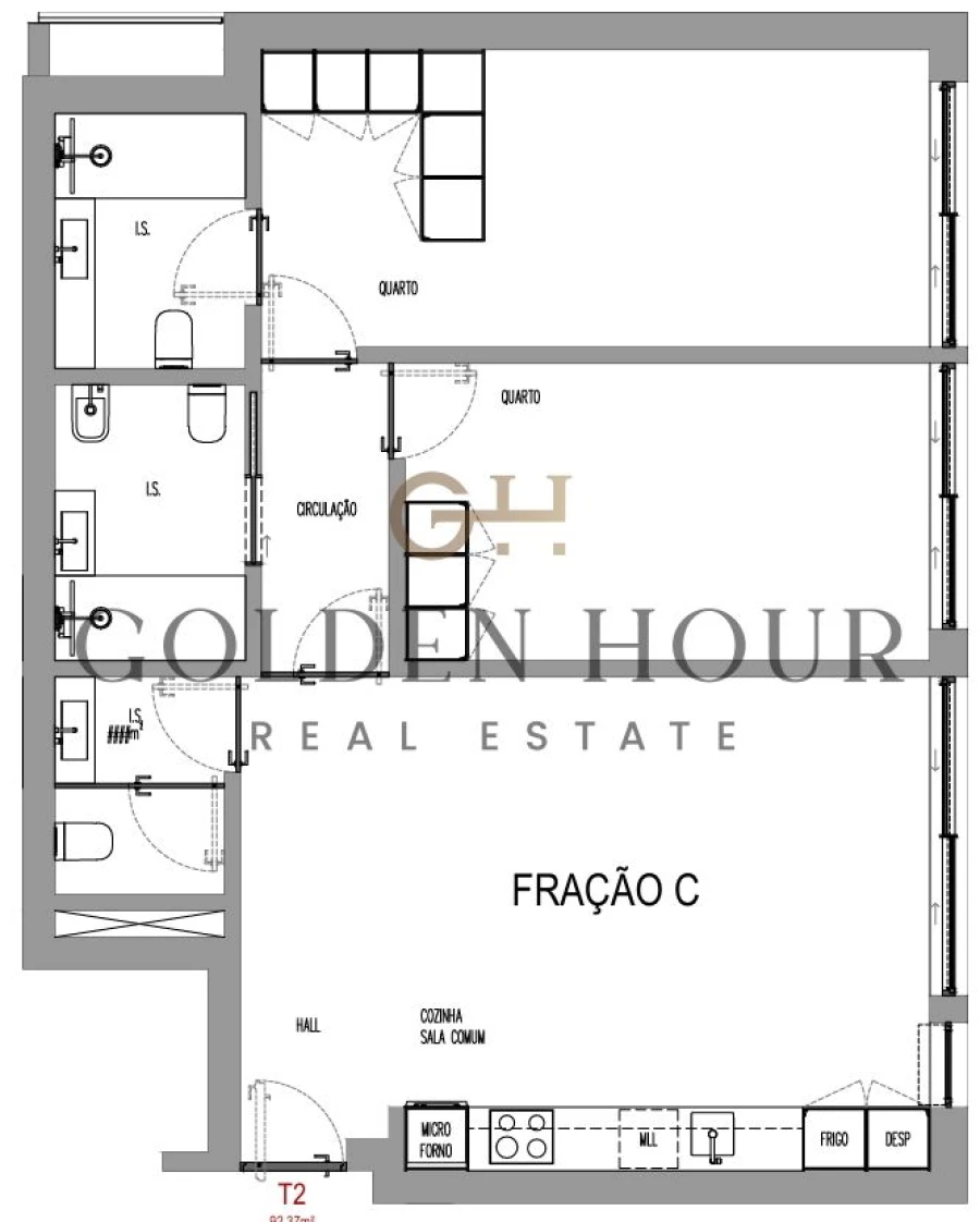 Apartamento T2 para Venda em Madalena Planta 1