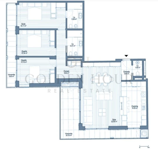 Apartamento T3 para Venda em Mafamude e Vilar do Paraíso Planta 1