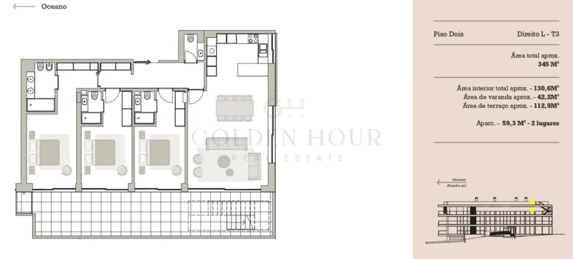 Apartamento T3 para Venda em Canidelo Planta 1