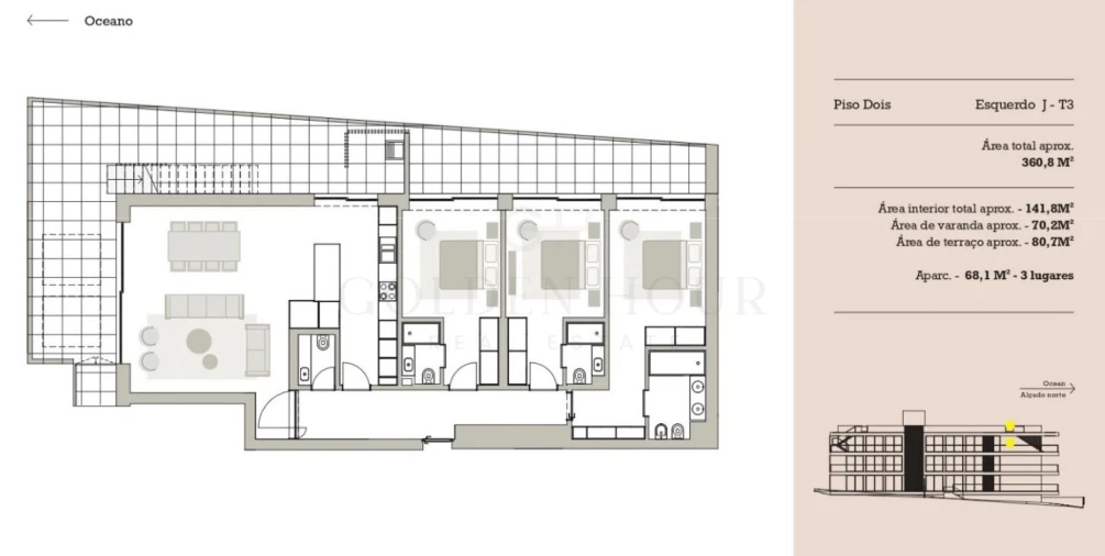 Apartamento T3 para Venda em Canidelo Planta 1