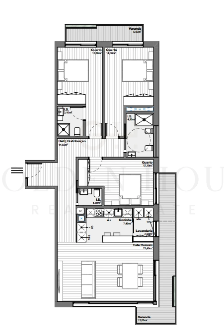 Apartamento T3 para Venda em Santa Marinha e São Pedro da Afurada Planta 1
