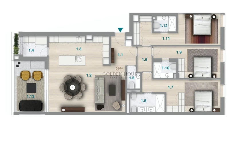 Apartamento T3 para Venda em Canidelo Planta 1
