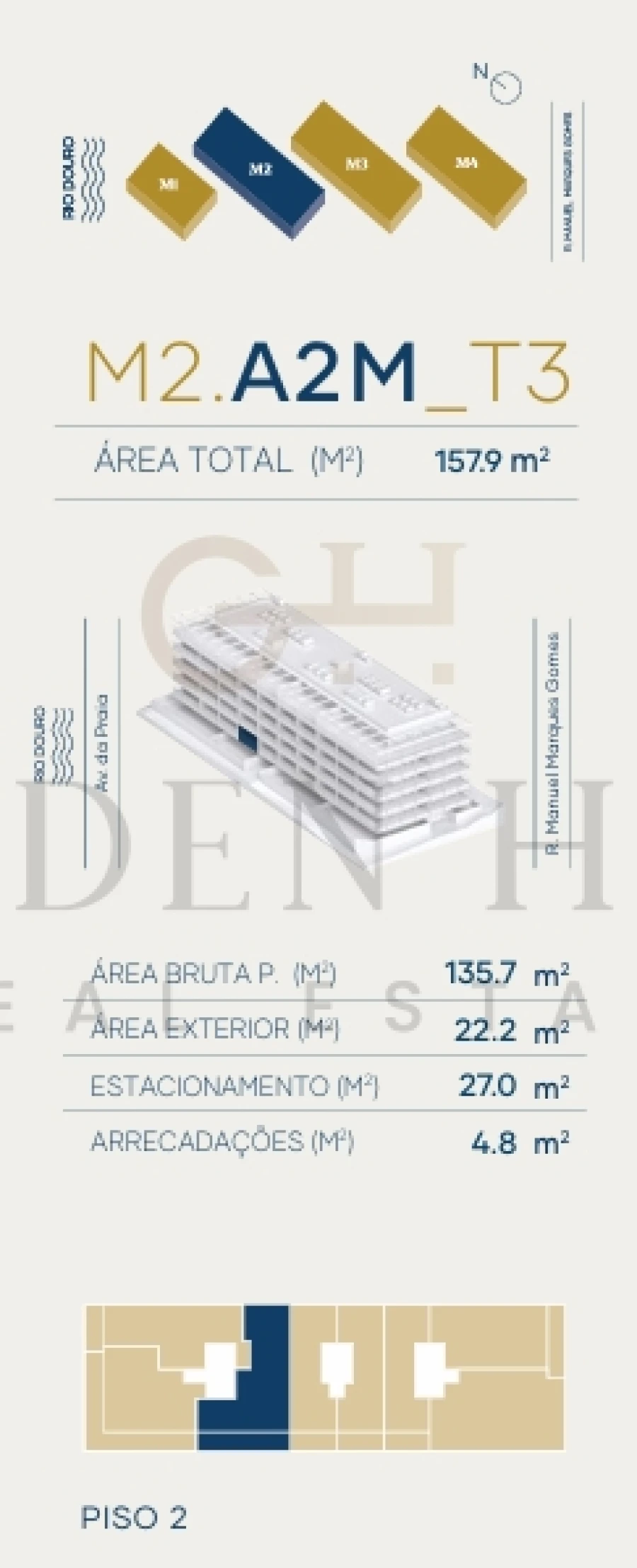 Apartamento T3 para Venda em Canidelo Planta 2