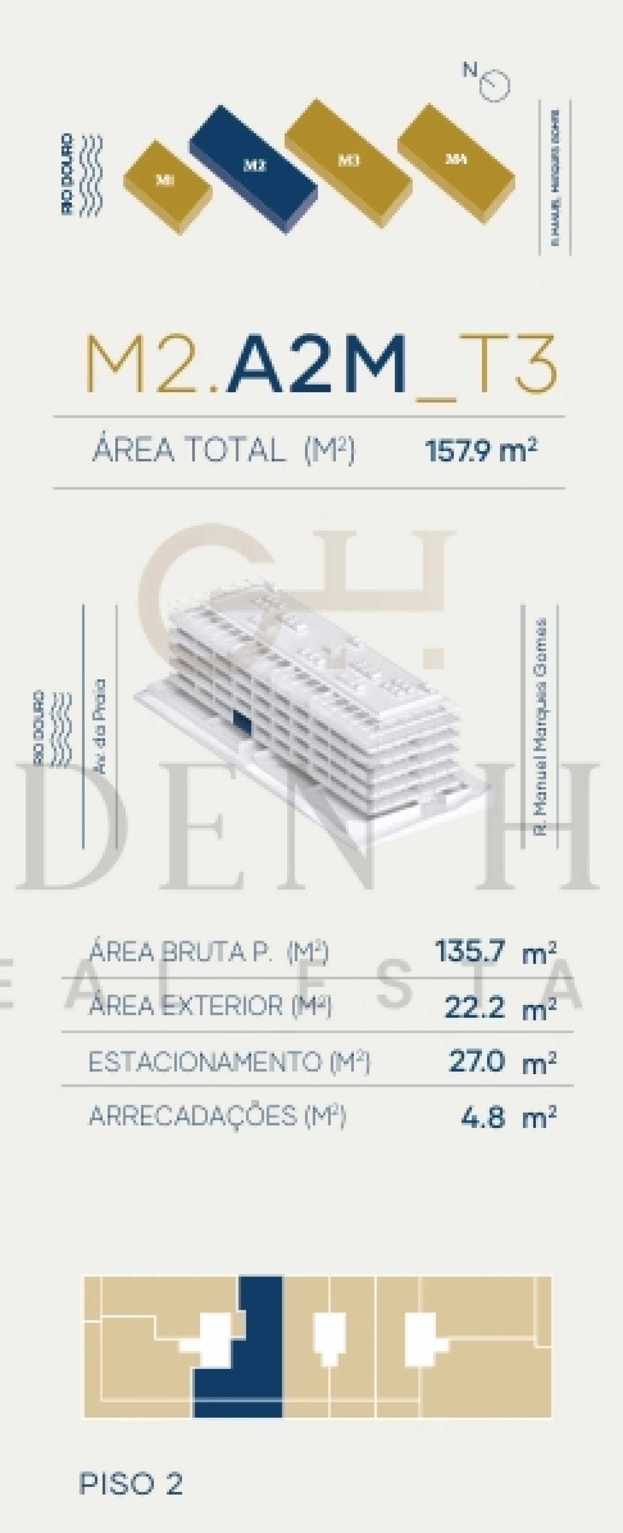 Apartamento T3 para Venda em Canidelo Planta 2