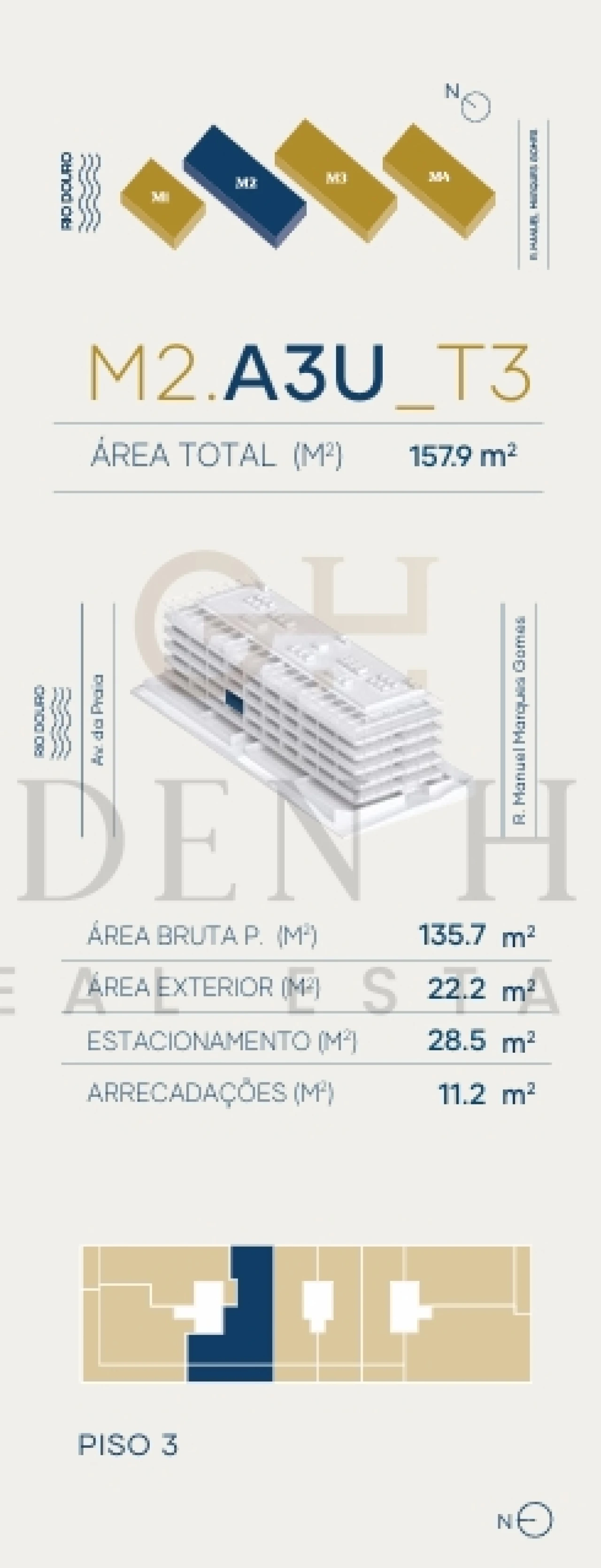 Apartamento T3 para Venda em Canidelo Planta 2