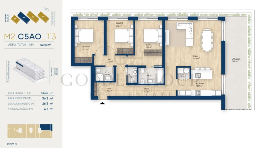 Apartamento T3 para Venda em Canidelo Planta 1