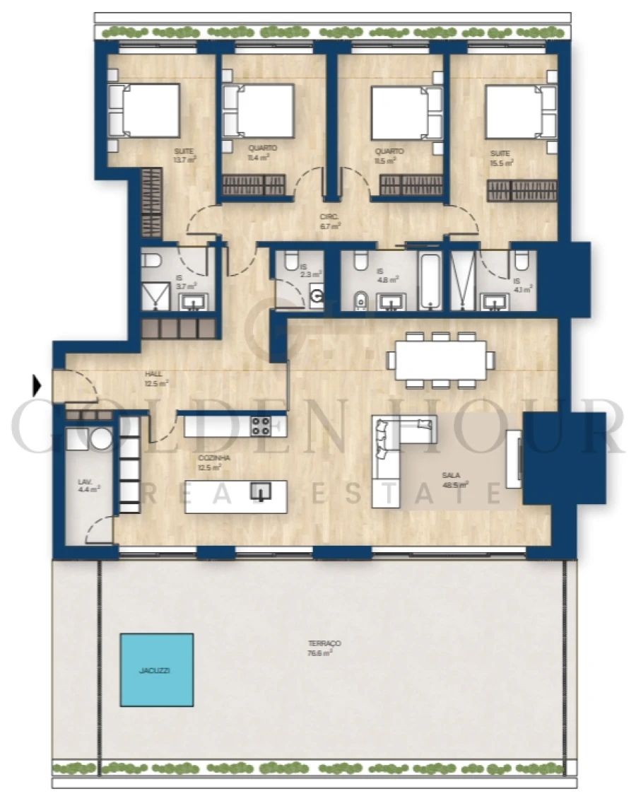Apartamento T4 para Venda em Canidelo Planta 1