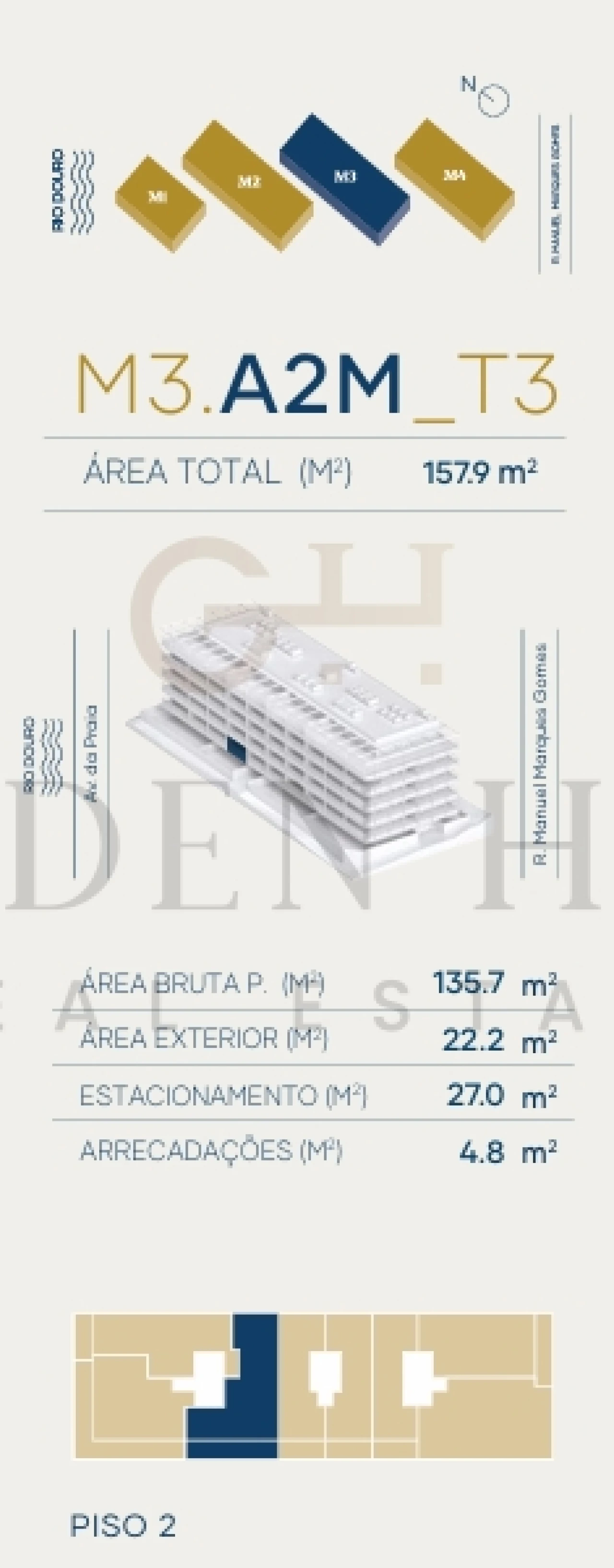 Apartamento T3 para Venda em Canidelo Planta 2