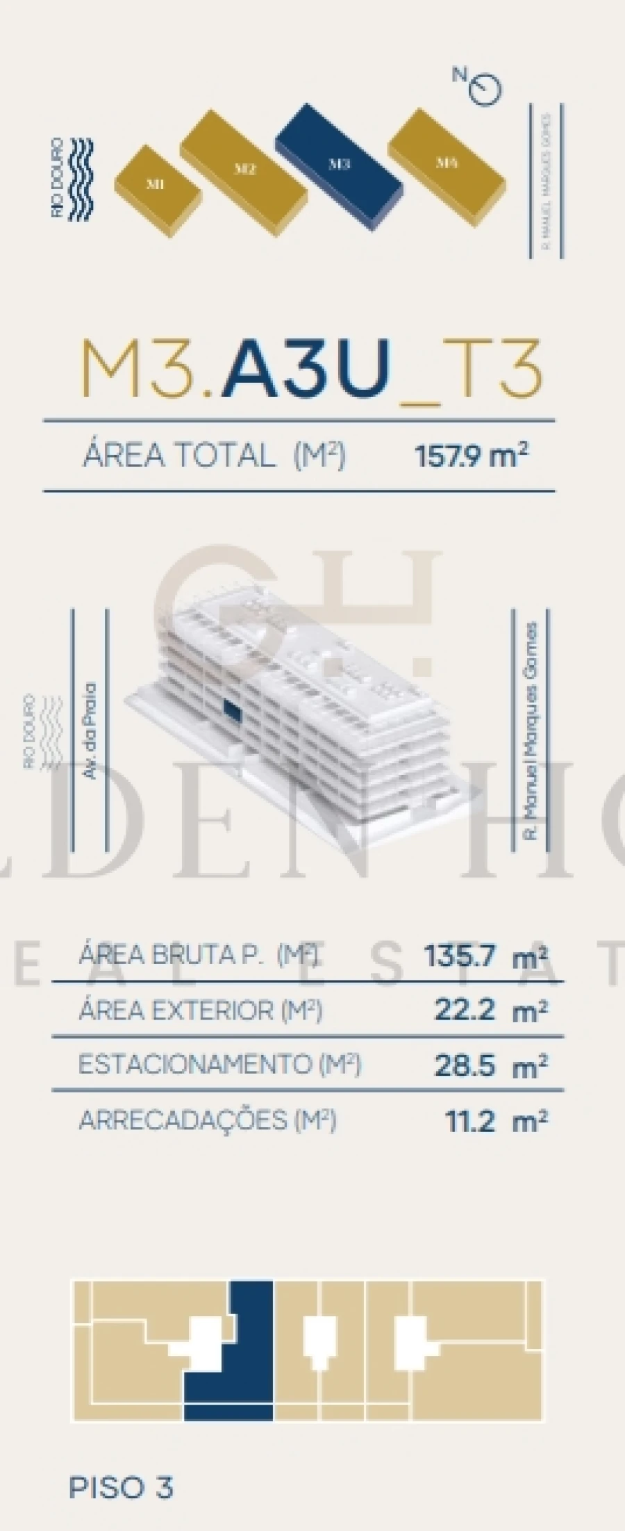 Apartamento T3 para Venda em Canidelo Planta 2