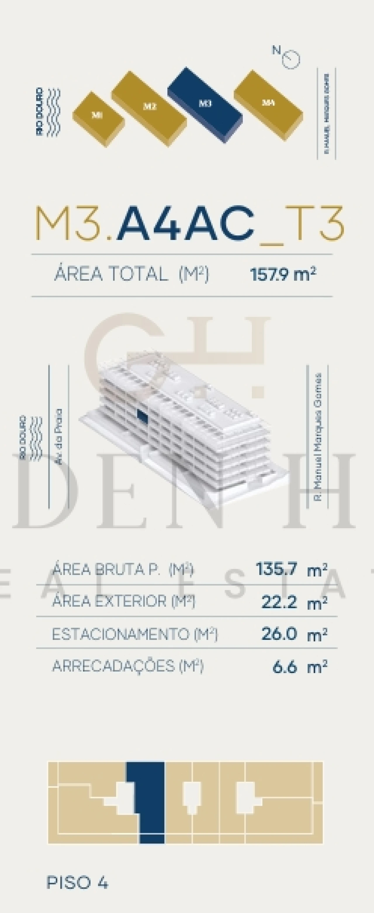 Apartamento T3 para Venda em Canidelo Planta 2