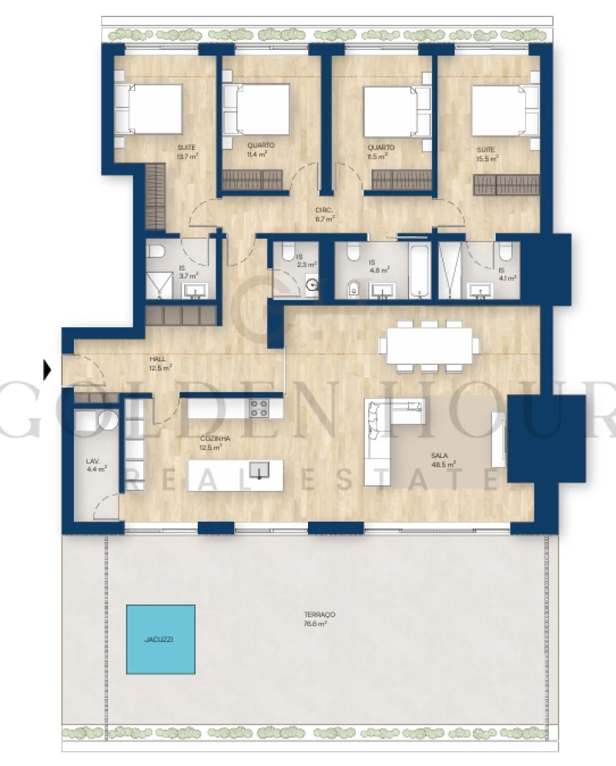 Apartamento T4 para Venda em Canidelo Planta 1