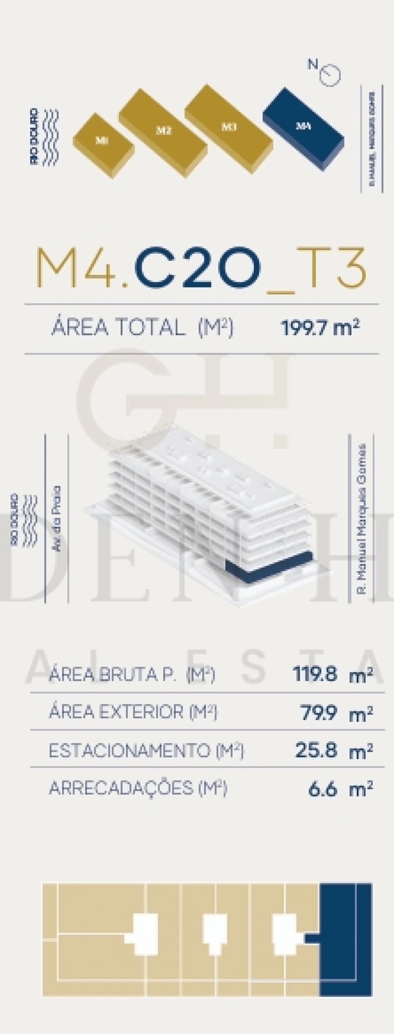 Apartamento T3 para Venda em Canidelo Planta 2