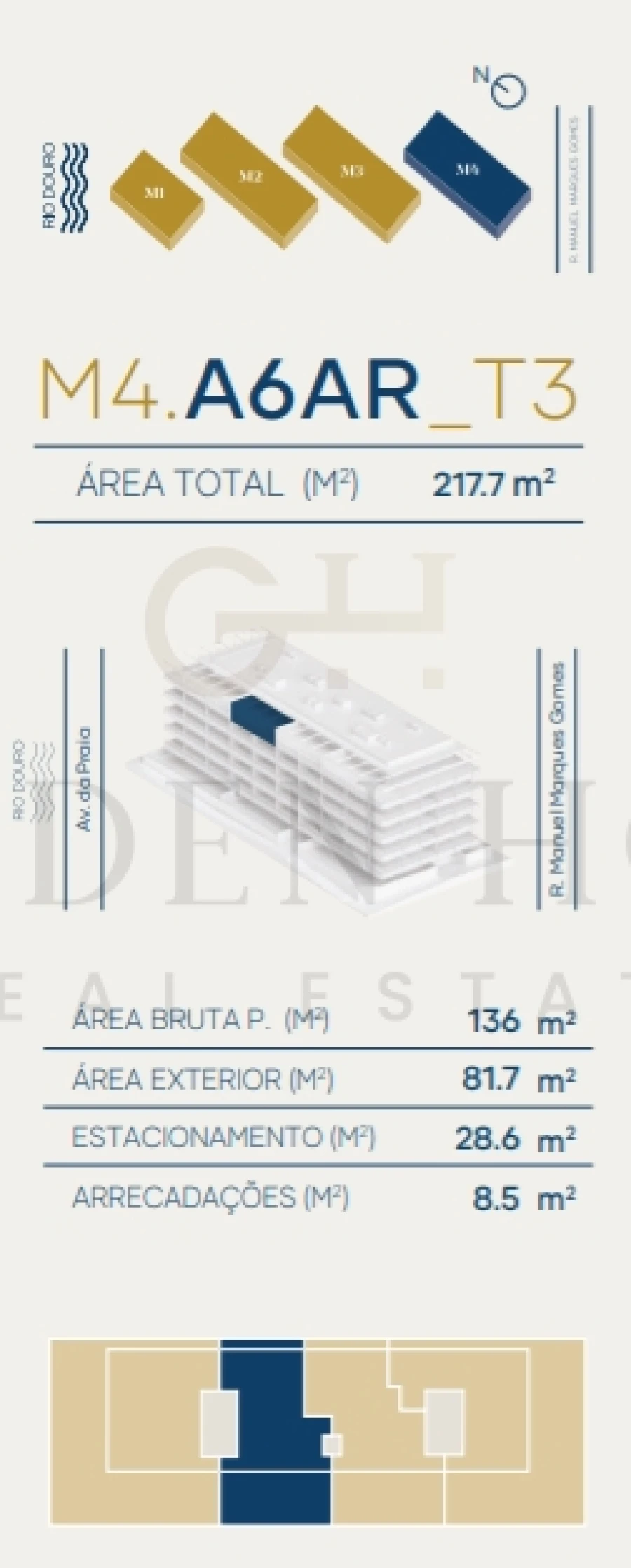 Apartamento T3 para Venda em Canidelo Planta 2
