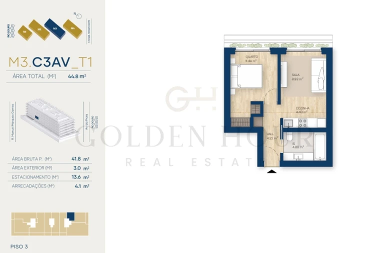 Apartamento T1 para Venda em Canidelo Planta 1