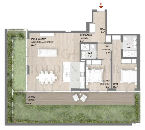 Apartamento T2 para Venda em Canidelo Planta 1