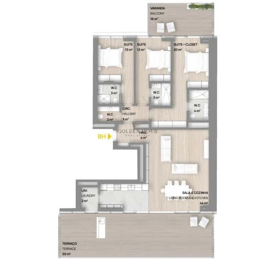 Apartamento T3 para Venda em Canidelo Planta 1