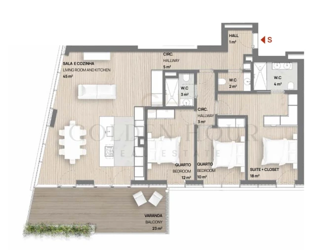 Apartamento T3 para Venda em Canidelo Planta 1