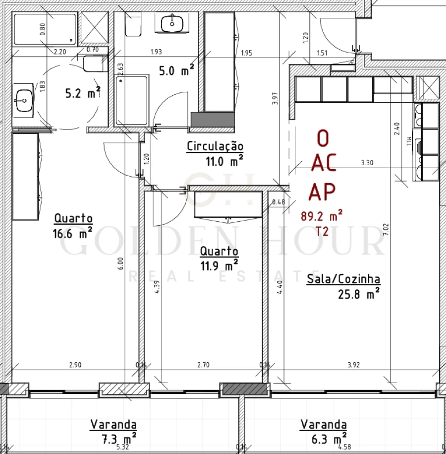 Apartamento T2 para Venda em Mafamude e Vilar do Paraíso Planta 1