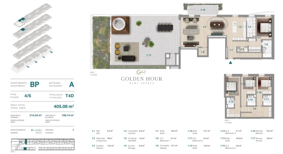 Apartamento T4 para Venda em Canidelo Planta 1