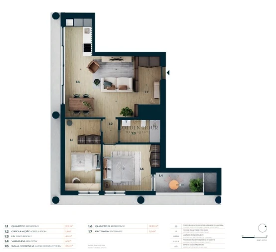 Apartamento T2 para Venda em Moreira Planta 1