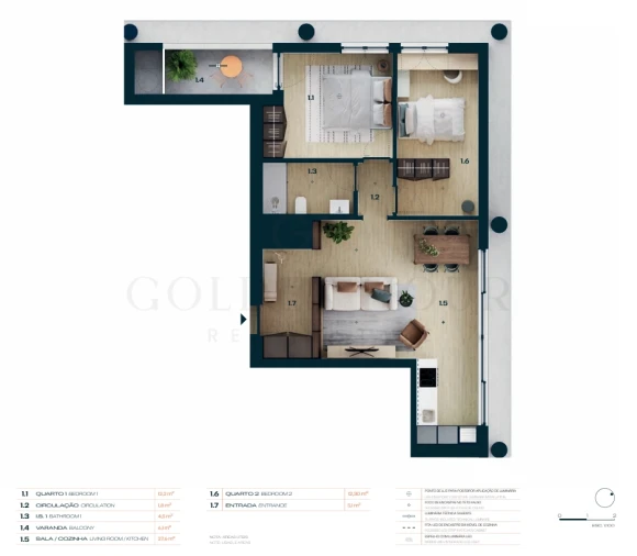 Apartamento T2 para Venda em Moreira Planta 1