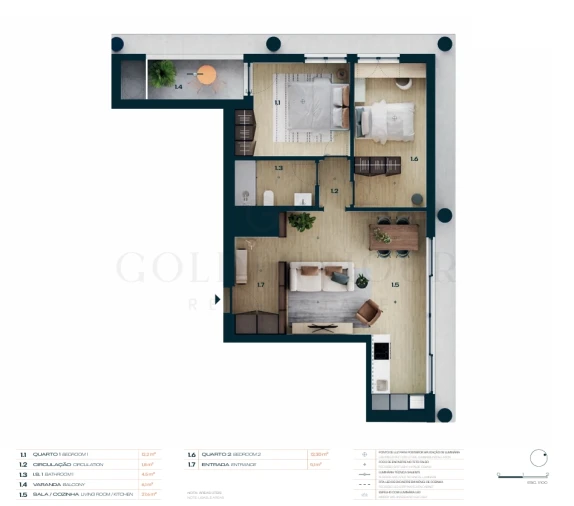 Apartamento T2 para Venda em Moreira Planta 1