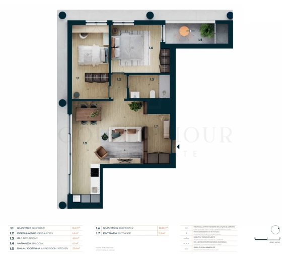 Apartamento T2 para Venda em Moreira Planta 1