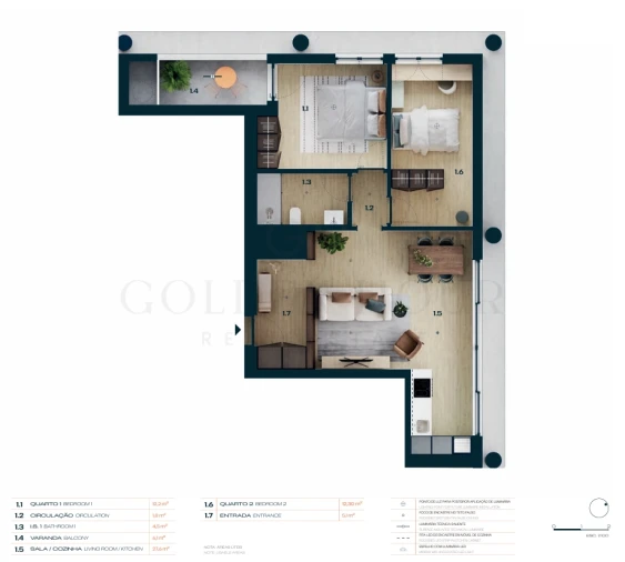 Apartamento T2 para Venda em Moreira Planta 2