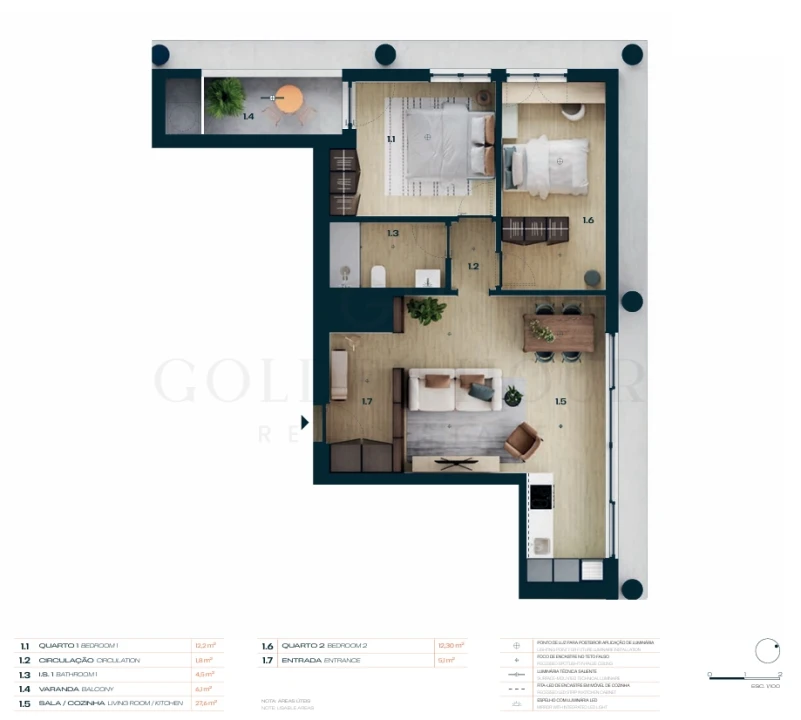 Apartamento T2 para Venda em Moreira Planta 2